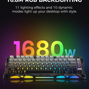 GravaStar Mercury K1 75% Wireless Mechanical Gaming Keyboard, Aluminum Alloy, Gasket Compact Custom Keyboard Hot-Swap Socket, Linear Switches, RGB Backlit - Gradient Black