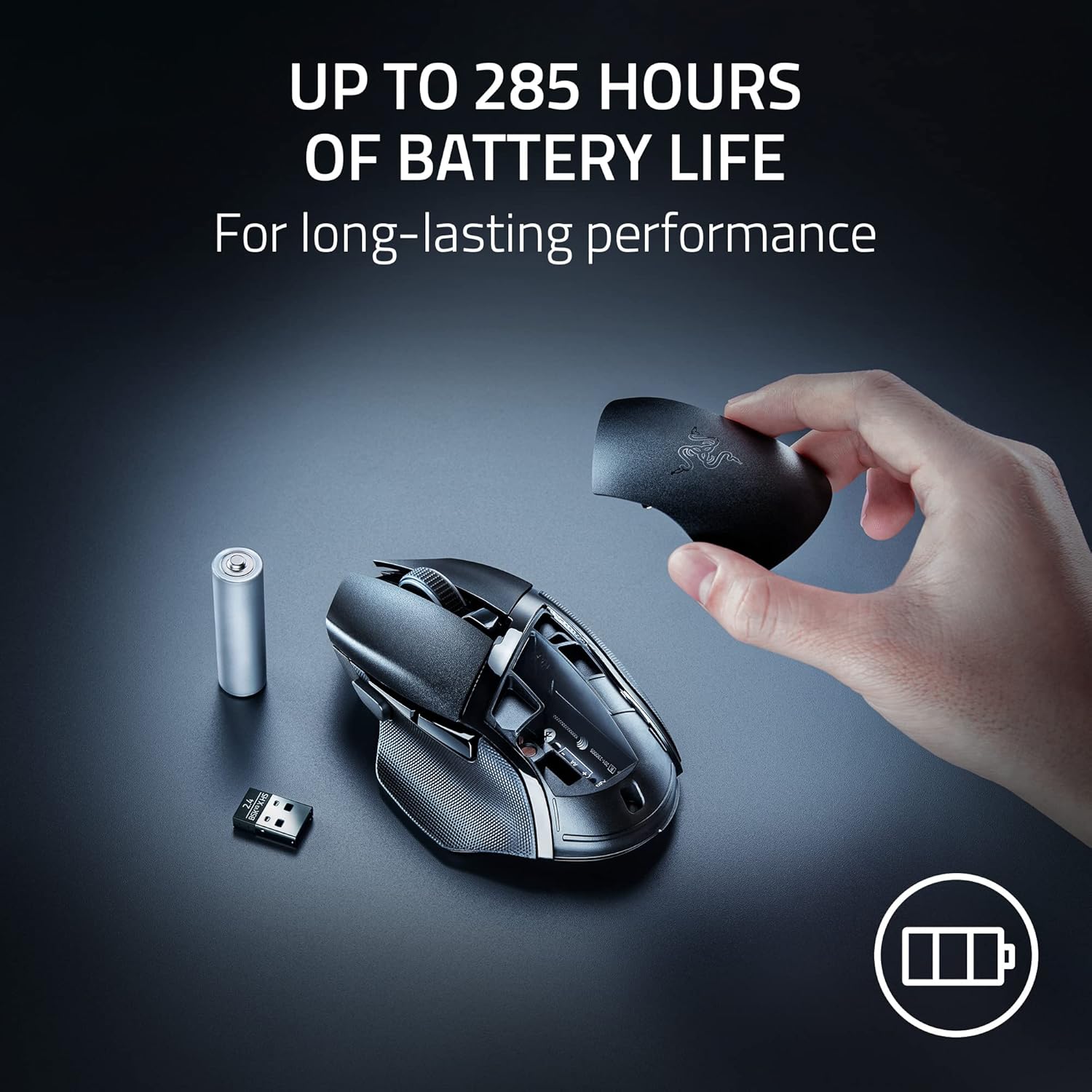 Razer Basilisk V3 X HyperSpeed Customizable Wireless Gaming Mouse: Mechanical Switches Gen-2-5G Advanced 18K Optical Sensor - Chroma RGB 9 Programmable Controls 535 Hr Battery Classic Black