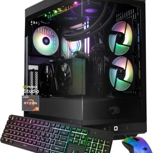 iBUYPOWER Y40 PRO Black Gaming PC Desktop Computer AMD Ryzen 9 7900X CPU, NVIDIA GeForce RTX 5070Ti 16GB GPU, 32GB DDR5 RGB 5200MHz RAM, 2TB NVMe SSD, Windows 11 Home, Keyboard, Mouse - Y40BA9N57T01