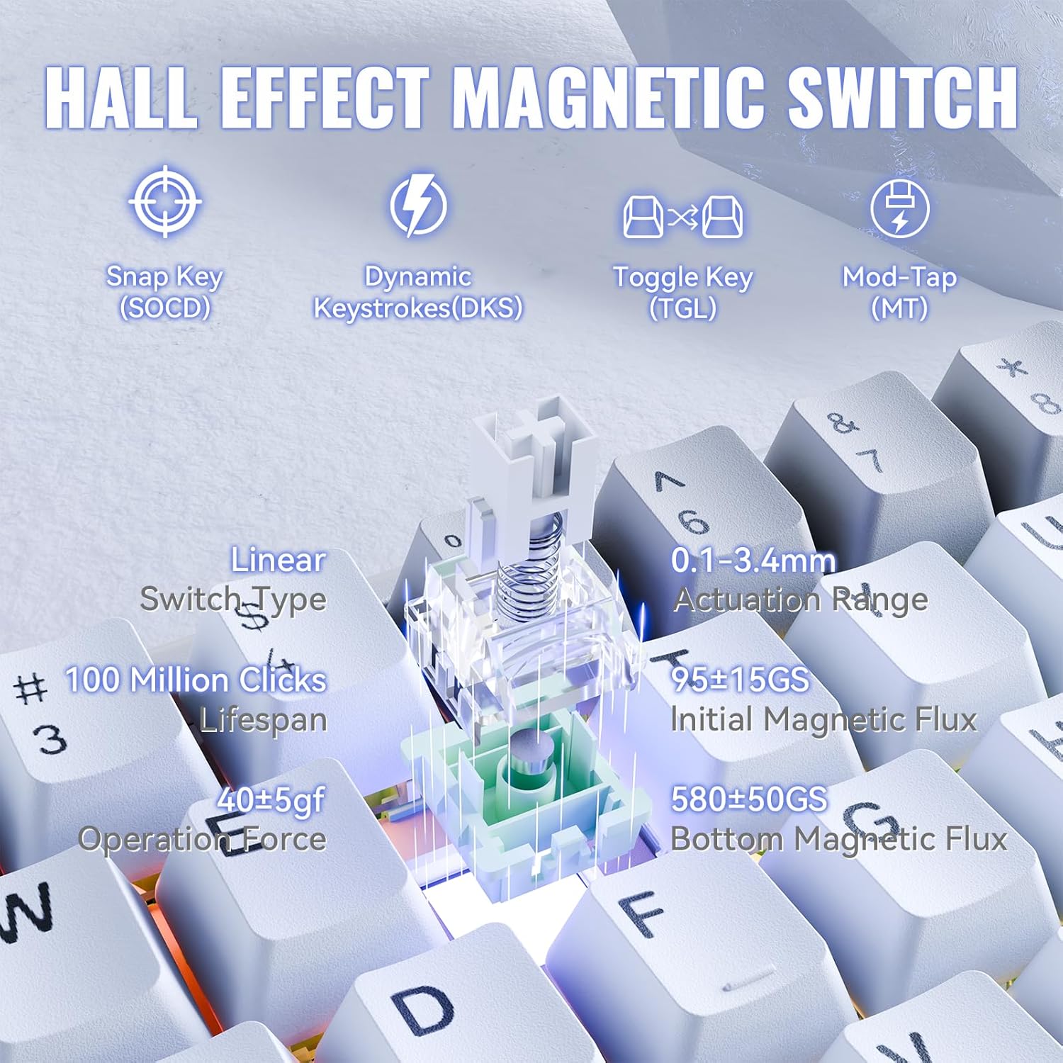 ATTACK SHARK X68 MAX HE Wired Rapid Trigger Mechanical Creamy TKL RGB Gaming Keyboard with Full Aluminum CNC,8K Polling,0.005mm Accuracy,Hall Effect Magnetic Switch,NKRO,Driver for Win Mac(Star White)