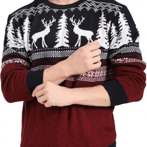 v28 Men's Christmas Reindeer Snowman Penguin Santa and Snowflakes Sweater