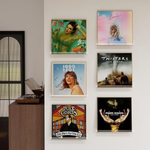 Laurensory Estante para Discos de Vinilo de Montaje en Pared, Soporte Expositor de Álbumes de Acrílico Transparente de 12 Pulgadas, Estantes Flotantes para Pared, Estante para Revistas, Estantería