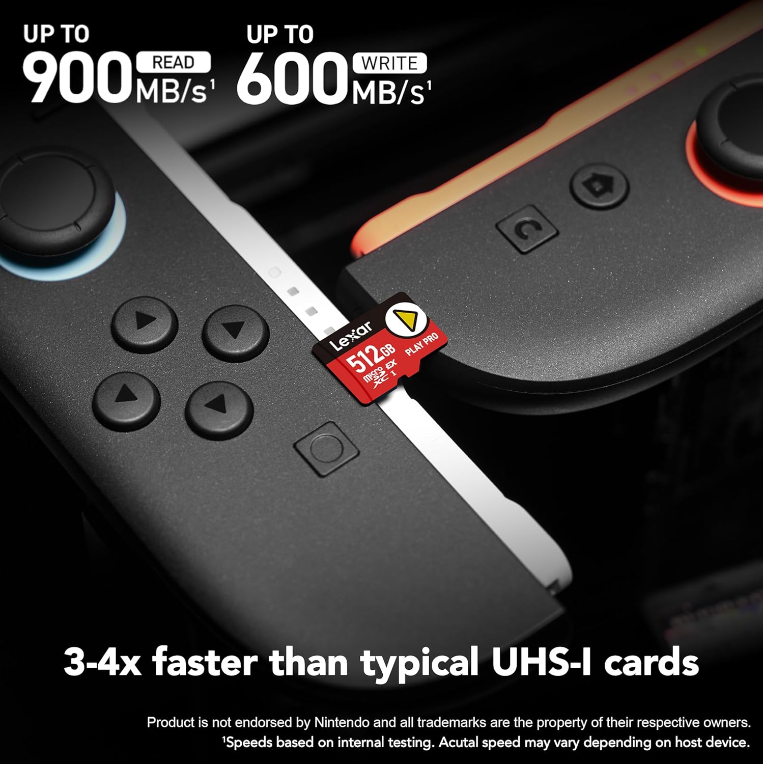 Lexar Tarjeta microSD Express Play PRO de 512 GB, UHS-I, C10, U3, V30, Full HD, 4K, tarjeta de memoria de hasta 900/600 MB/s, compatible con Nintendo-Switch 2, ASUS ROG Ally, Steam Deck, Gaming