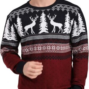 v28 Men's Christmas Reindeer Snowman Penguin Santa and Snowflakes Sweater