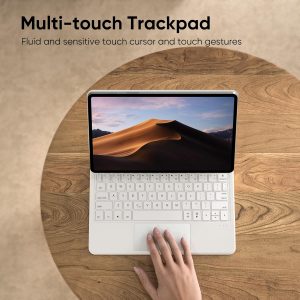 doqo Funda con teclado para Samsung Galaxy Tab S10 FE/S9/S9 FE/S8/S7 de 11 pulgadas, funda magnética con teclado con panel táctil, soporte voladizo flotante retroiluminado inalámbrico, funda