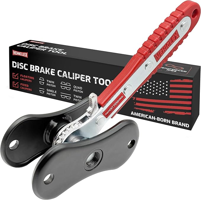 Vehiclex Brake Caliper Compression Tool – Heavy Duty Brake Pad Spreader Tool with Ratcheting Handle & Rib-Reinforced Plates – Caliper Piston Compressor Tool for Cars, SUVs, and Light Trucks