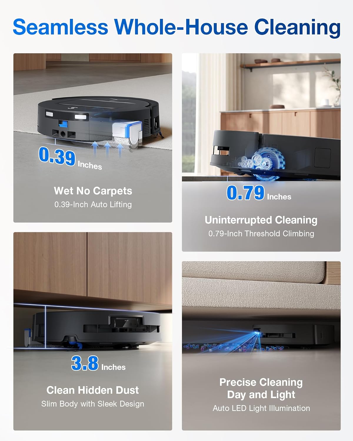 ECOVACS DEEBOT T80 Omni Robot Vacuum and Mop, 18,000Pa Suction, OZMO Roller Mop with TruEdge, Zero-Tangle Brush, AI Navigation, All-in-One Station