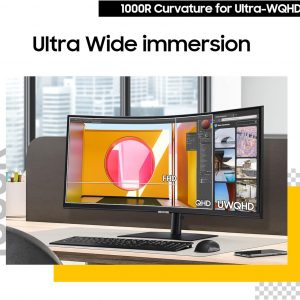 Samsung 34” ViewFinity S65UC, Ultra-WQHD, 100Hz, AMD FreeSync™ HDR10, Monitor curvo con altavoces incorporados, USB-C, interruptor KVM, LS34C654UANXGO, 2025