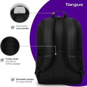 Targus Mochila clásica para laptop de 15 a 16 pulgadas, se adapta a la mayoría de portátiles de hasta 16 pulgadas, mochila de viaje acolchada para viajeros de negocios, universidad y viajes