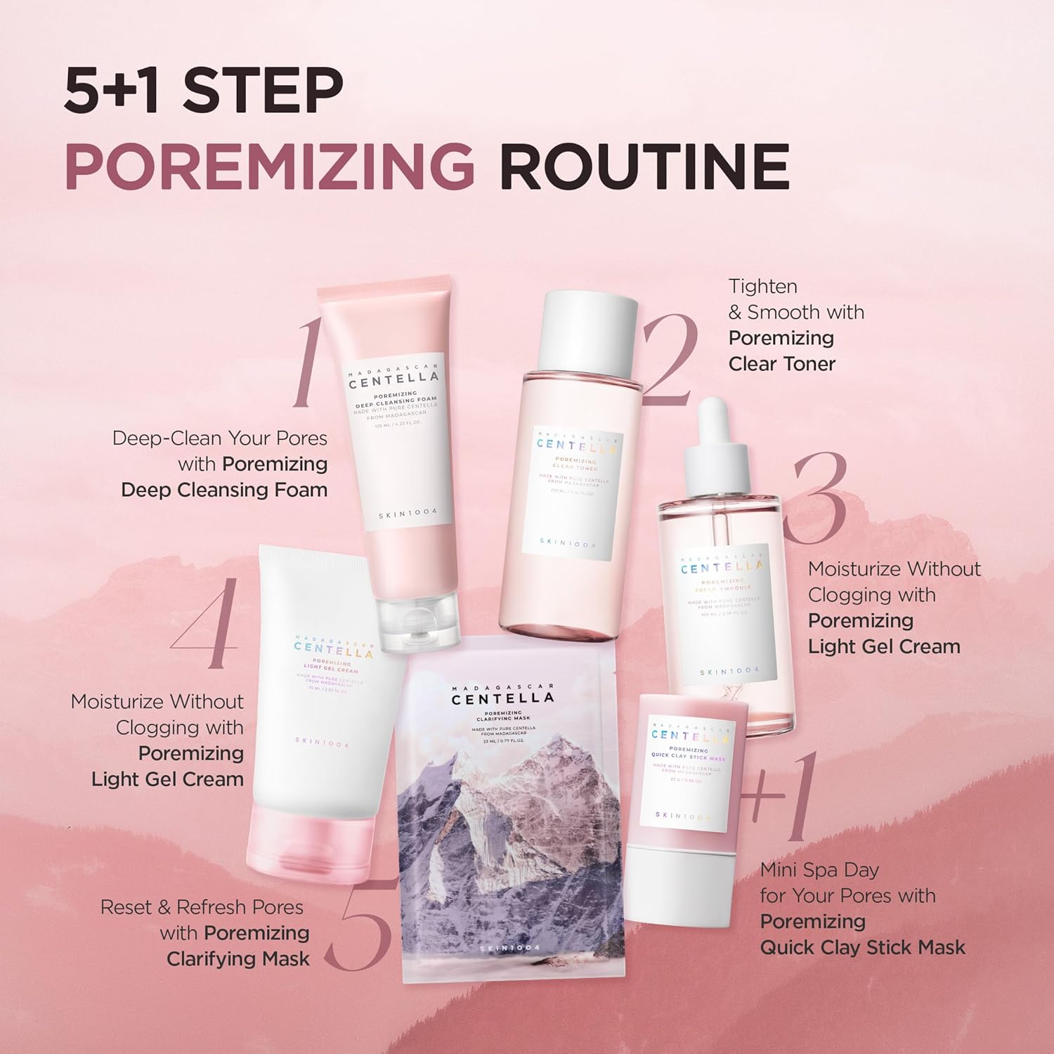 SKIN1004 Máscara de Barra de Arcilla Rápida Poremizing 27g, 0.95oz, Tratamiento Facial Coreano para Minimización de Poros, Máscara de Arcilla Rosa con Sal Rosa del Himalaya y Centella de Madagascar