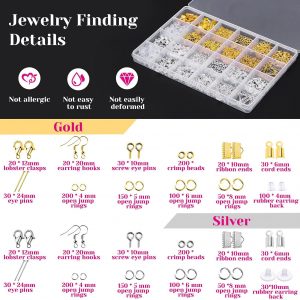 shynek Jewelry Making Supplies Kit for Adults, Jewelry Making Tools with Earring Hooks, Findings, Wires, Chains and Helping Hands for Crafts Making and Repair