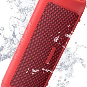 Altavoz Bluetooth con sonido HD, inalámbrico portátil, IPX5 impermeable, hasta 20 horas de reproducción, emparejamiento TWS, BT5.3, para el hogar, fiesta, al aire libre/playa, dispositivos electrónicos, regalo de cumpleaños (rojo)