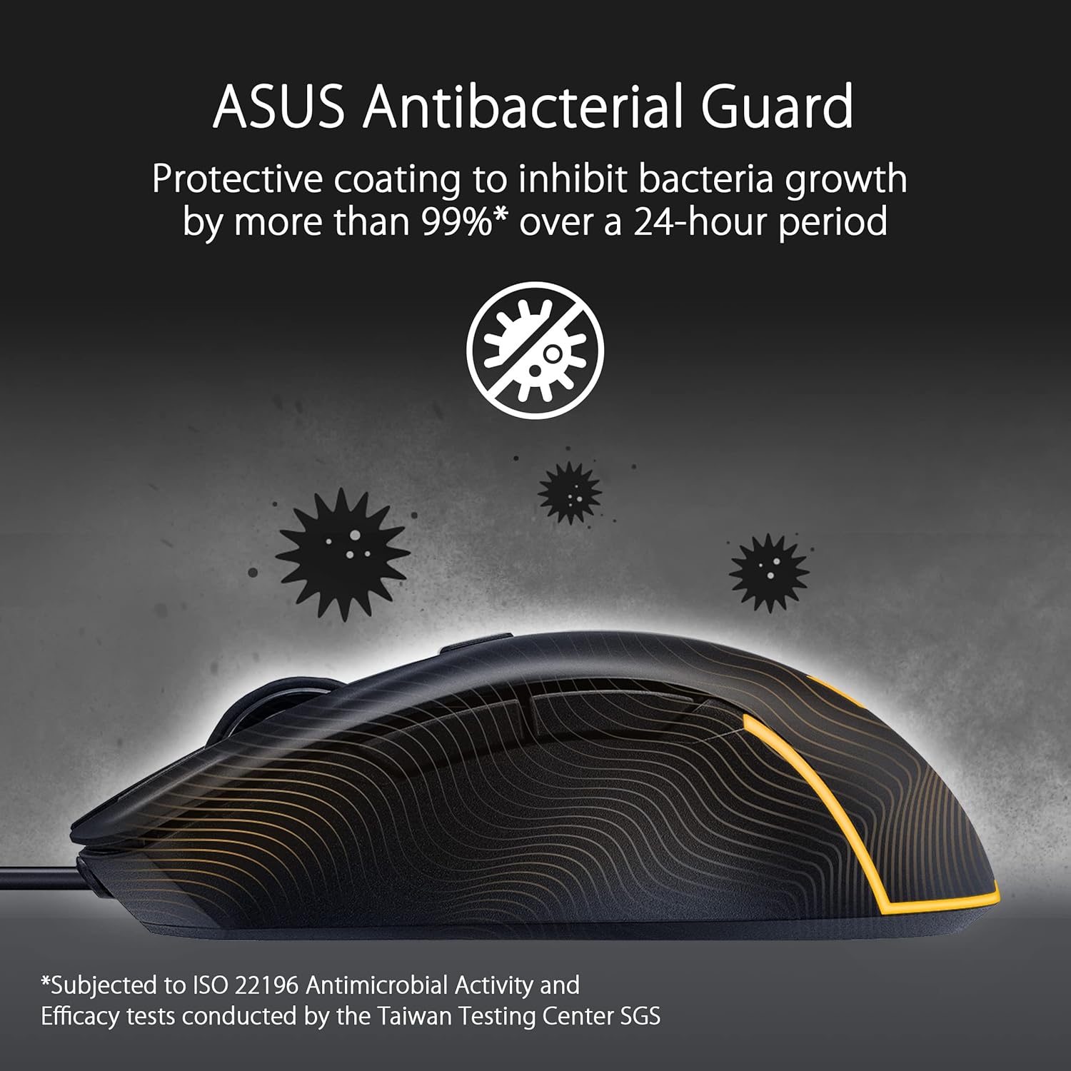 ASUS TUF Gaming M3 Gen II - Ratón USB con cable para juegos, ergonómico para diestros, ligero de 2.08 oz, 8K DPI, resistencia al polvo y al agua IP56, protección antibacteriana, 6 botones programables, soporte para PC/Mac, color negro