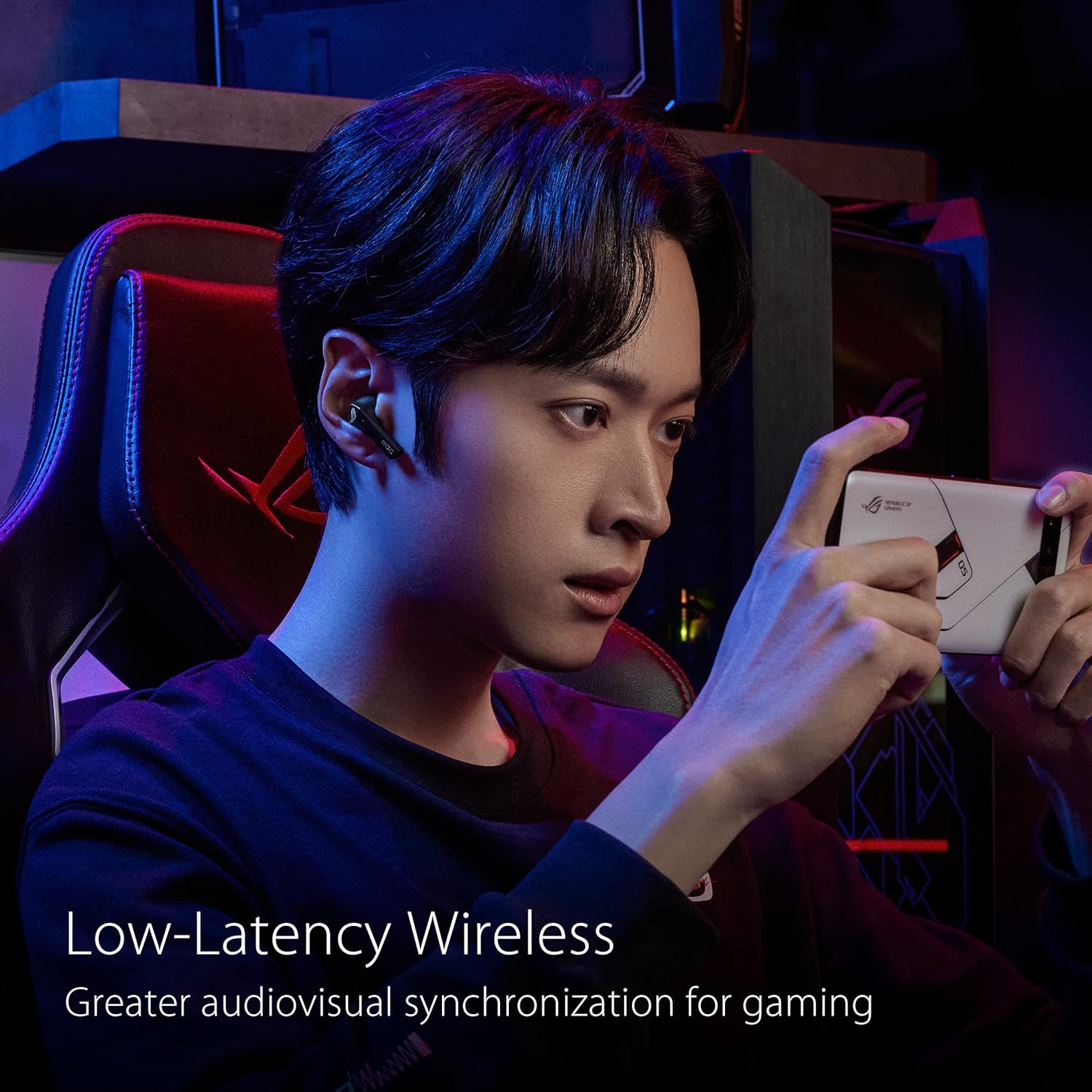 ASUS ROG Cetra True Wireless Auriculares inalámbricos para juegos – Bluetooth, baja latencia, cancelación de ruido ANC, control táctil, resistencia al agua IPX4, batería de 27 horas, carga inalámbrica