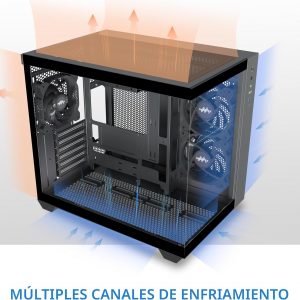 MUSETEX Caja de PC ATX, 3 x 120mm Ventiladores Preinstalados, Soporte para Radiador de 360MM, Caja de PC para Juegos de Vidrio Templado de Vista Completa de 270° con Tipo-C, Caja de Computadora de
