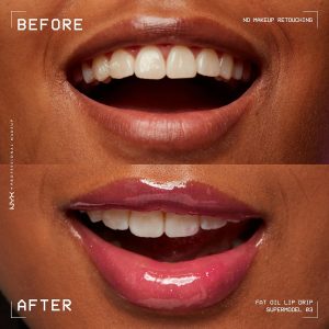 NYX PROFESSIONAL MAKEUP Goteo de labios de aceite graso, brillo de aceite hidratante para labios, fórmula teñida vegana, hidratación de hasta 12 horas - Supermodelo (magenta brillante)