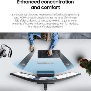 SAMSUNG Serie Viewfinity S65UA - Monitor curvo ultraancho QHD de 34 pulgadas, 100Hz, USB-C, HDR10 (mil millones de colores), soporte de altura ajustable, cuidado inteligente de los ojos con