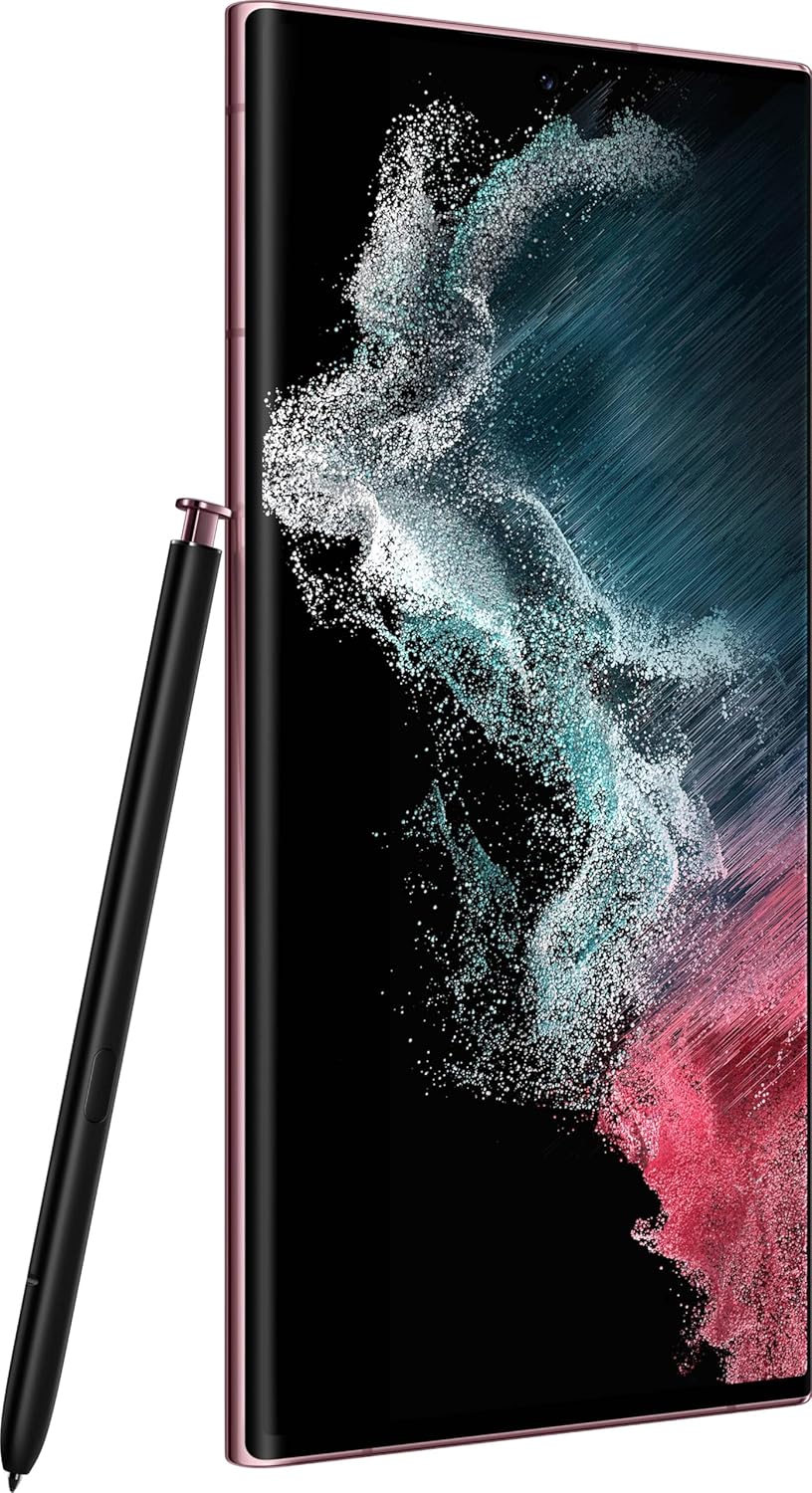 Samsung Galaxy S22 Ultra 5G, US Version, 128GB, Burgundy - Unlocked (Renewed)