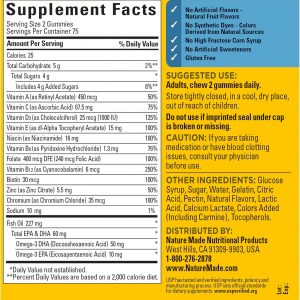 Nature Made Mens Multivitamin Gummies with Omega-3, Mens Gummy Multivitamins for Daily Nutritional Support, 150 Gummy Vitamins and Minerals, 75 Day Supply