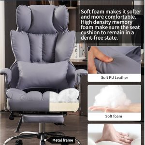 Efomao - Silla ejecutiva de escritorio para oficina, con reposapiés, soporte lumbar y capacidad de carga hasta 400 libras, silla de computadora grande y alta de cuero sintético, morado