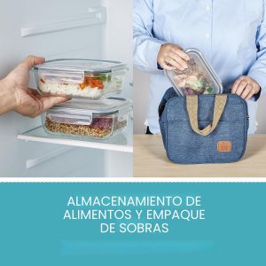 Vtopmart Paquete de 5 recipientes de almacenamiento de vidrio de 22 onzas con tapas, juegos de recipientes de vidrio para preparación de comidas con tapas herméticas a presión para microondas, horno