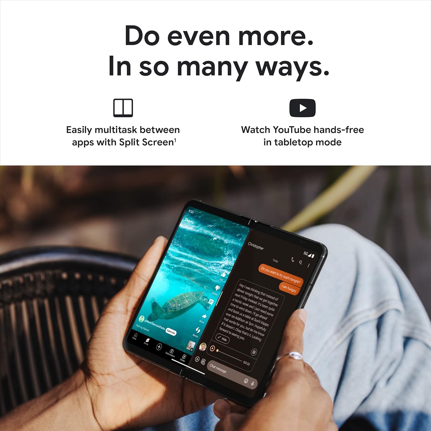 Google Pixel Fold - Smartphone Android 5G desbloqueado con lente teleobjetivo y lente ultraancha - Pantalla plegable - Batería de 24 horas - Obsidiana - 256 GB
