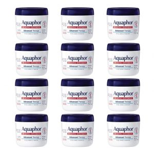 Aquaphor Healing Ointment, Advanced Therapy Skin Protectant, Dry Skin Body Moisturizer, Multi-Purpose Healing Ointment, For Dry, Cracked Skin & Minor Cuts & Burns, 14 Oz Jar (Pack of 12)