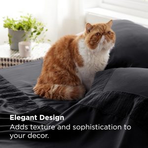 Bedsure Sábanas de tamaño matrimonial, color negro, sábanas suaves para cama de tamaño matrimonial, juego de sábanas de lujo de 4 piezas, juego de sábanas de microfibra de poliéster de fácil cuidado