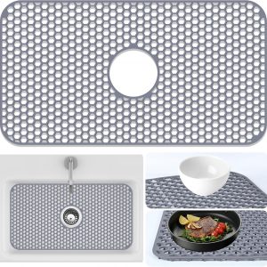 Tapete protector de fregadero, 24.8 x 13 pulgadas, almohadilla para fregadero de cocina para la parte inferior del lavabo para protección de acero inoxidable y vajilla, protector de goma para lavabo