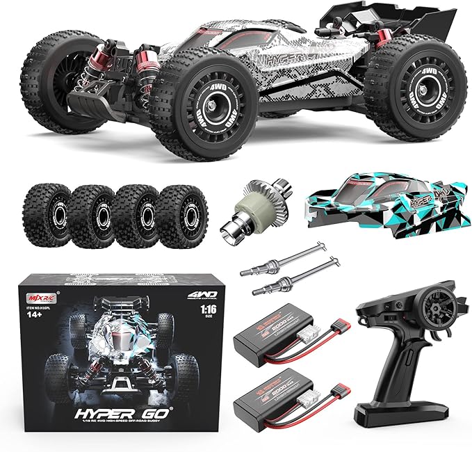 HYPER GO H16PL 1/16 RTR Fast Brushless RC Buggy for Adults, Max 38 mph RC Truck, 4WD High Speed Racing Car with 2S 2000 mAh Battery for RC Basher