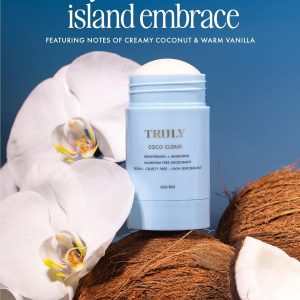 Truly Beauty Coco Cloud Desodorante | Apunta al olor corporal, pelos encarnados y decoloración | Desodorante suave sin aluminio | Fabricado con aceite de coco y ácido mandélico | Aroma de coco y