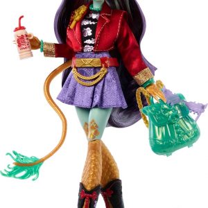 Monster High Jinafire Long Doll, Dragon with Pet Dog Cloudy “Yun Yun” and 7 Accessories Like Sketch Pad, Yogurt Drink, Backpack and More