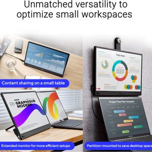 ASUS ZenScreen Monitor USB portátil de 16 pulgadas (MB169CK) - Full HD, IPS, Dual USB-C, Mini-HDMI, cuidado de los ojos, sin parpadeo, filtro de luz azul, superficie antirreflejo, soporte de 360°, garantía de 3 años