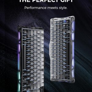 GravaStar Mercury K1 75% Wireless Mechanical Gaming Keyboard, Aluminum Alloy, Gasket Compact Custom Keyboard Hot-Swap Socket, Linear Switches, RGB Backlit - Gradient Black