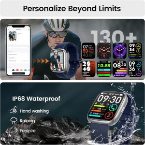 Smart Watch with Alexa Built-in, 1.83" HD Touchscreen Fitness Tracker with Bluetooth Calling, Fitness Watch with Heart Rate/Sleep Monitor/120+ Sports, IP68 Waterproof Smartwatch for Android iOS, Blue