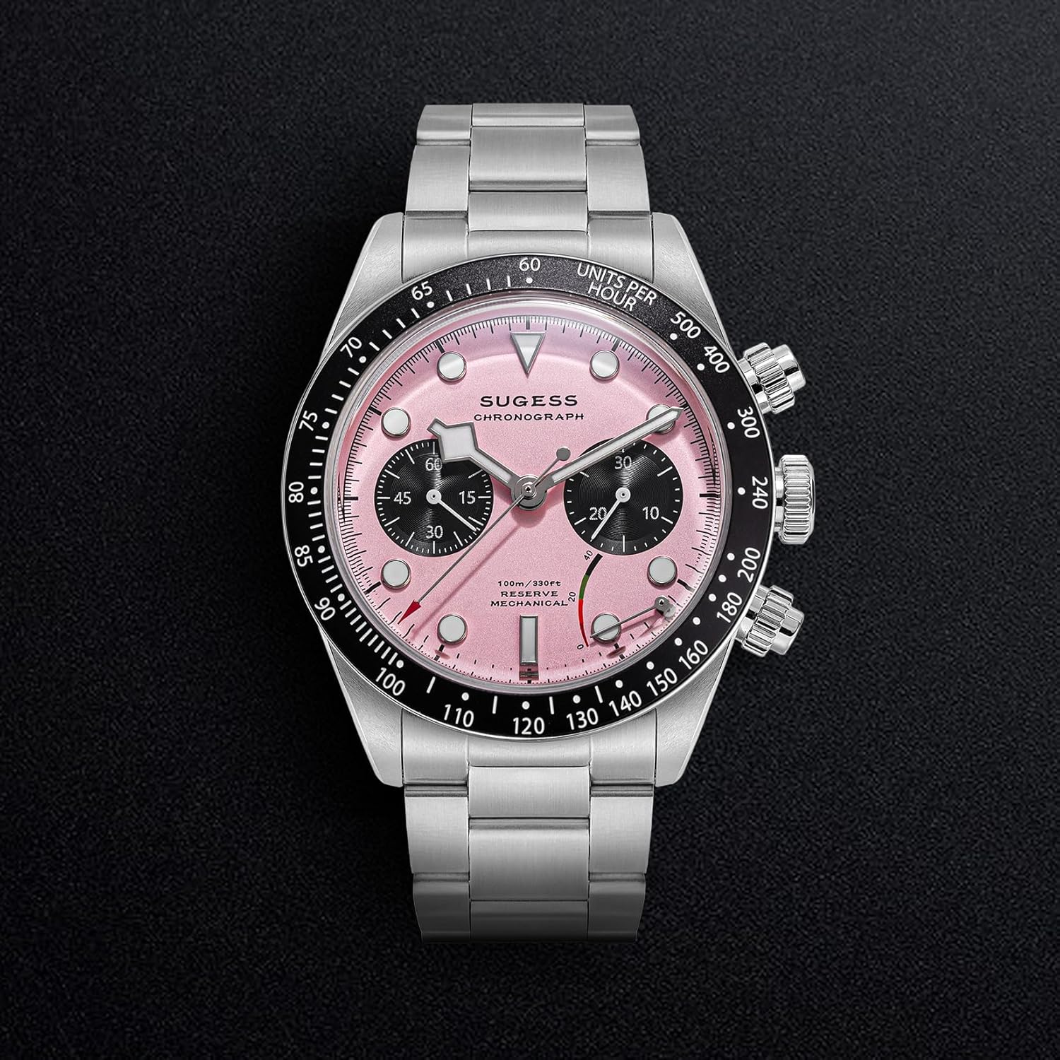 Sugess BB Chrono S457.P Reloj de movimiento mecánico ST1907 con cristal de zafiro abovedado de 328.1 ft para hombre, plateado, Reloj deportivo