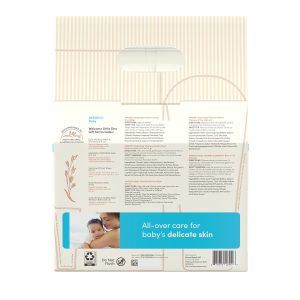 Aveeno Baby Welcome Little One - Set de regalo para el cuidado de la piel con gel corporal nutritivo y champú, lavado de baño relajante, toallitas completas, loción hidratante diaria y bálsamo, 5