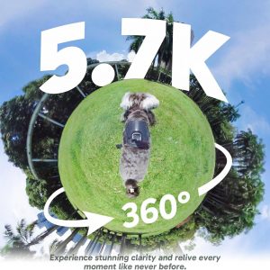 AKASO 360 Cámara de acción a prueba de condiciones climáticas 360° - Video 360 de 5.7K con sensores de 1/2 pulgada 48 MP, foto 360 de 72 MP, 360-SuperSmooth, pantalla táctil de 2.29 pulgadas, efecto