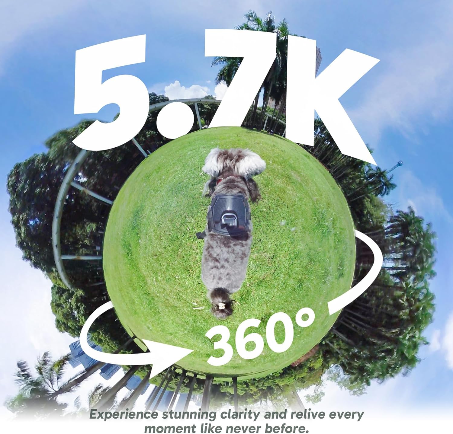 AKASO 360 Cámara de acción a prueba de condiciones climáticas 360° - Video 360 de 5.7K con sensores de 1/2 pulgada 48 MP, foto 360 de 72 MP, 360-SuperSmooth, pantalla táctil de 2.29 pulgadas, efecto