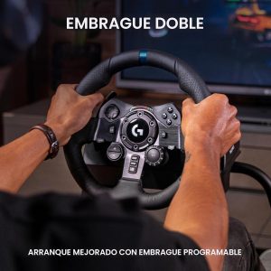 Logitech G923 - Volante de carreras y pedales, TRUEFORCE hasta 1000 Hz de retroalimentación de fuerza, volante de juego para PS5, PS4, PC, Mac, de cuero genuino - Negro