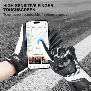 DUHAN Leather Motorcycle Gloves Men/Women, Riding Gloves with Magnetic Fasteners, TPU Knuckle Protection Powersports Gloves