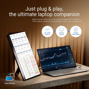 ASUS ZenScreen Monitor USB portátil de 16 pulgadas (MB169CK) - Full HD, IPS, Dual USB-C, Mini-HDMI, cuidado de los ojos, sin parpadeo, filtro de luz azul, superficie antirreflejo, soporte de 360°, garantía de 3 años