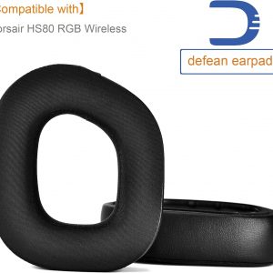 Almohadillas HS80 RGB más gruesas de calidad mejorada, almohadilla de repuesto compatible con auriculares inalámbricos Corsair HS80 RGB, espuma de cancelación de ruido de alta densidad, grosor añadido