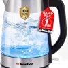 Mueller Rapid Boil Electric Tea Kettle 1.8L – Borosilicate Glass & Stainless Steel – BPA-Free Hot Water Boiler, LED Light, Auto Shut-Off, Boil Dry Protection Fast Water Heater – Kitchen Appliances