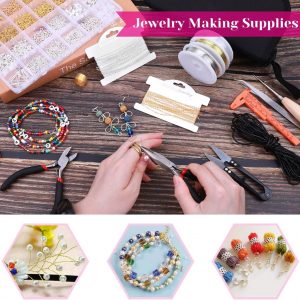 shynek Jewelry Making Supplies Kit for Adults, Jewelry Making Tools with Earring Hooks, Findings, Wires, Chains and Helping Hands for Crafts Making and Repair