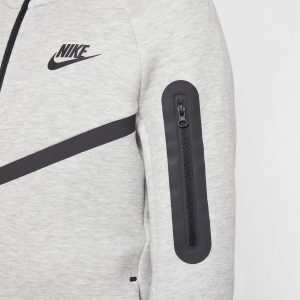 Nike Sportswear Tech Fleece - Sudadera con capucha de cremallera completa para niños grandes (HV5867-063, Gris Oscuro Jaspeado/Gris Oscuro Jaspeado) Talla Grande