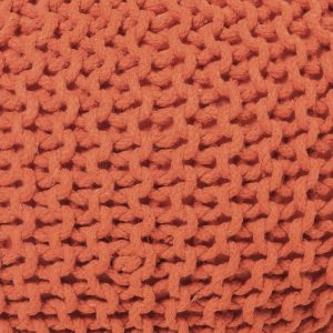 REDEARTH Round Pouf Ottoman - Hand Knitted Cable Boho Poof - Pouffe Circular Footrest for Living Room - Bedroom - Patio - 100% Cotton (19.5"x19.5"x14") - Burnt Orange