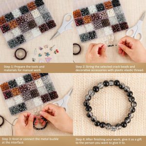 XSEINO About 1200PCS 6mm Glass Beads Bracelet Making Kit,24 Assorted Black and White Series Colorful Crystal Beads for Bracelet and Jewelry Making and DIY Crafts,Friendship Bracelets