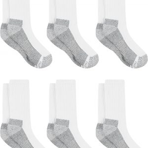 Hanes - Calcetines de trabajo para hombre, calcetines largos acolchados, calcetines que absorben la humedad y control de olor, negro y blanco, paquetes de 6 y 12 disponibles
