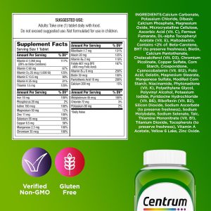 Centrum Adult Multivitamin/Multimineral Supplement with Antioxidants, Zinc, Vitamin D3 and B Vitamins, Gluten Free, Non-GMO Ingredients - 200 Count